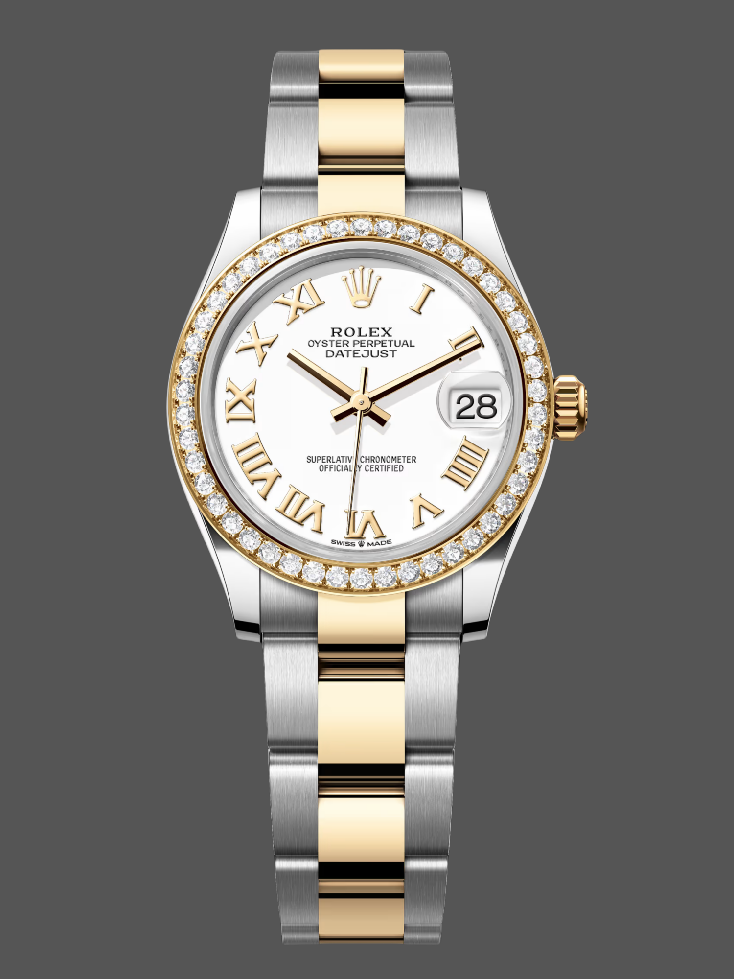 Rolex Datejust 31mm Stainless Steel and Yellow Gold 278383rbr 0001 White Roman Oyster
