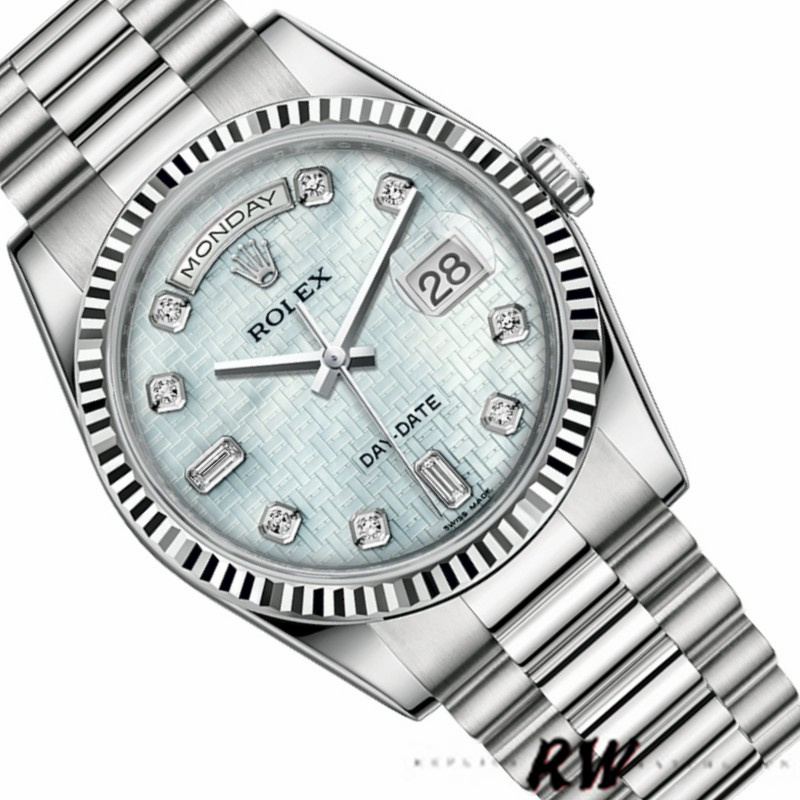 Rolex Day-Date 118239 Mother of Pearl White Dial Fluted Bezel 36mm Unisex Replica Watch - Image 2