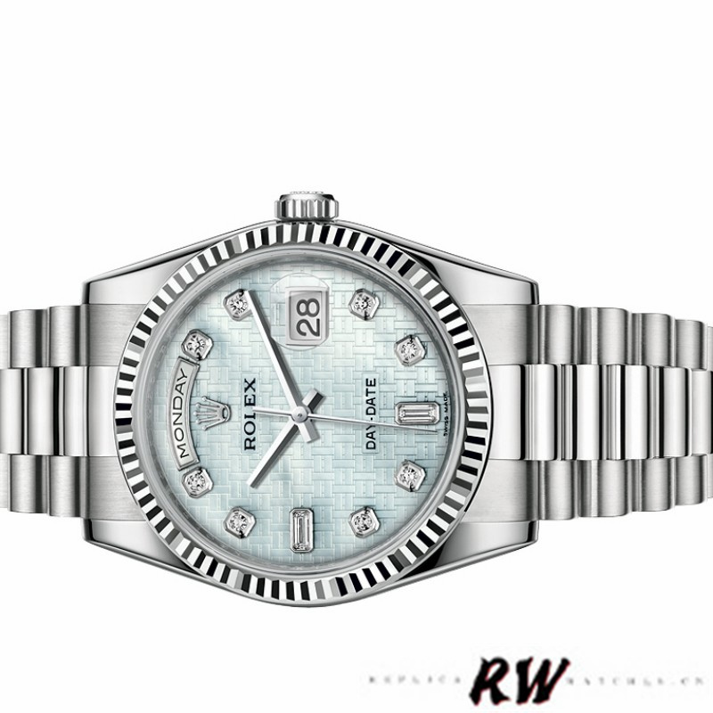 Rolex Day-Date 118239 Mother of Pearl White Dial Fluted Bezel 36mm Unisex Replica Watch - Image 3