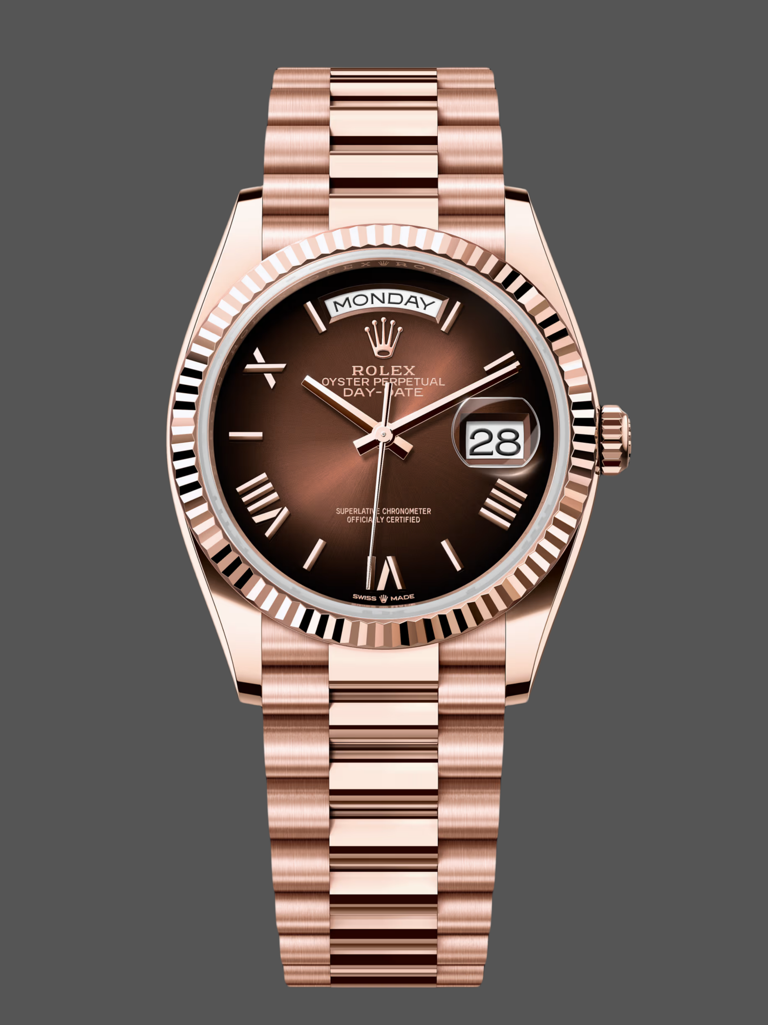 Rolex Day Date 128235 0075 Brown OmbrÃƒÂ© Roman Dial 36mm