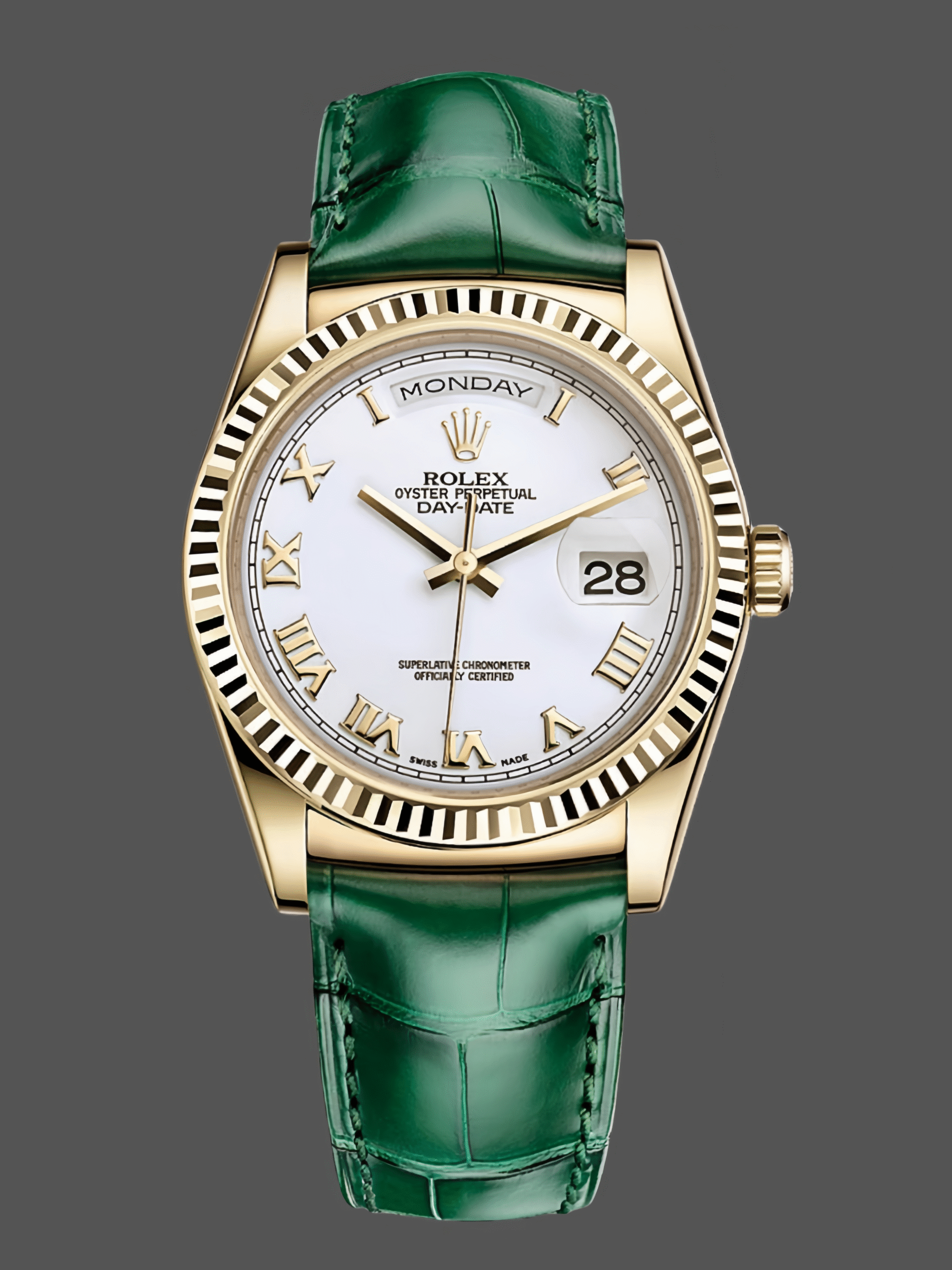 Rolex Day Date 36 White Dial Solid 18k Yellow Gold 118138 Roman